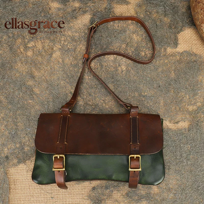 Ellasgraceapparel Large-Capacity Cowhide Shoulder Bag