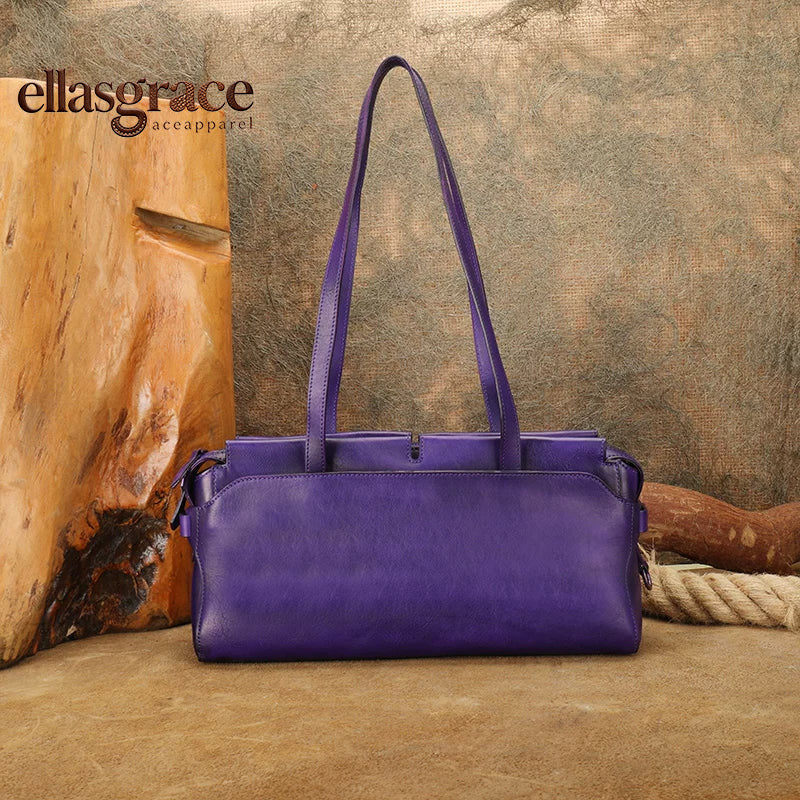 Ellasgraceapparel Top-Grain Leather Casual Large Tote Bag