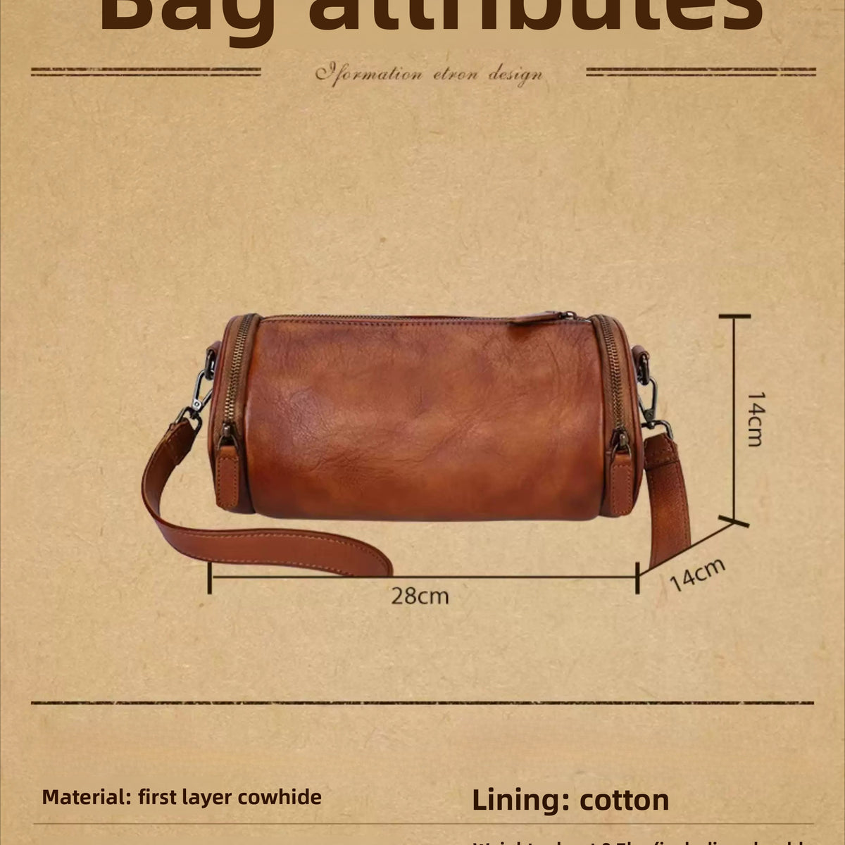 Ellasgraceapparel Handcrafted Leather Cylinder Bag with Unique Design