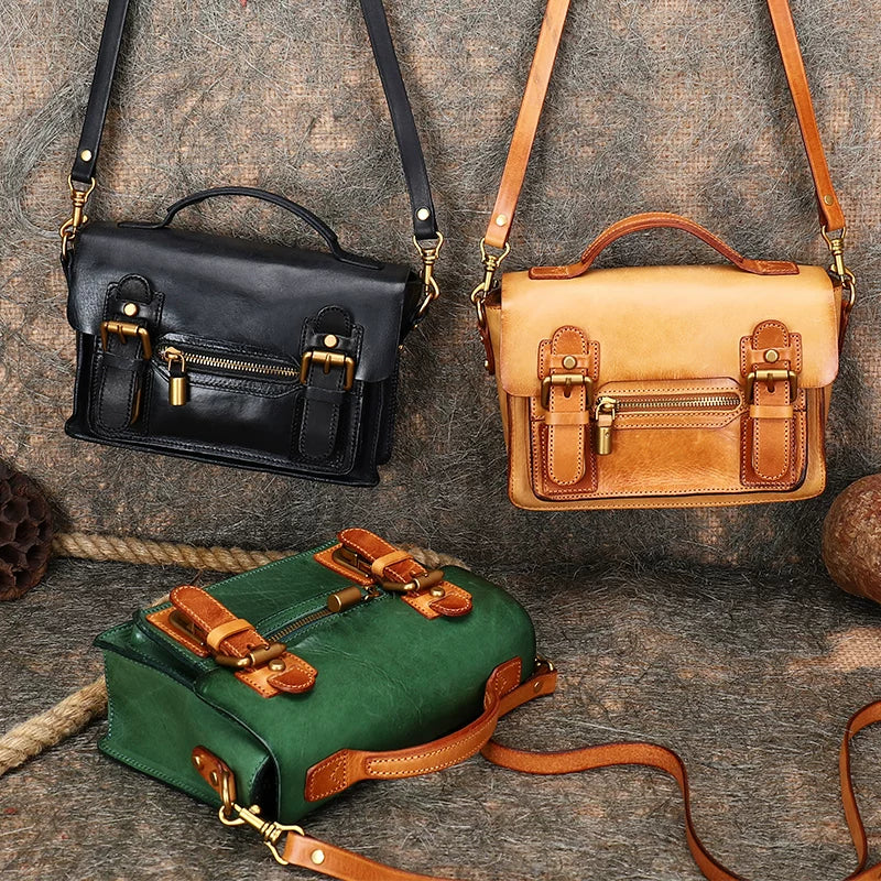 Ellasgraceapparel Two-Tone Handcrafted Leather Messenger Bag