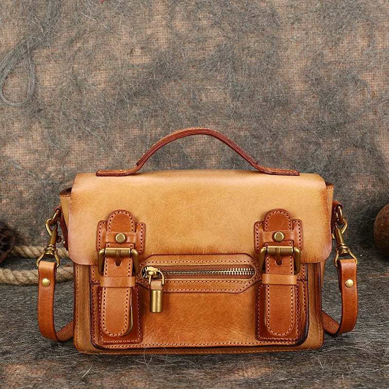 Ellasgraceapparel Two-Tone Handcrafted Leather Messenger Bag