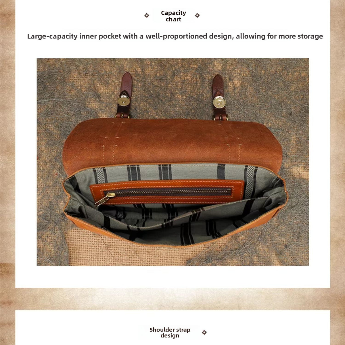 Ellasgraceapparel Large-Capacity Cowhide Shoulder Bag