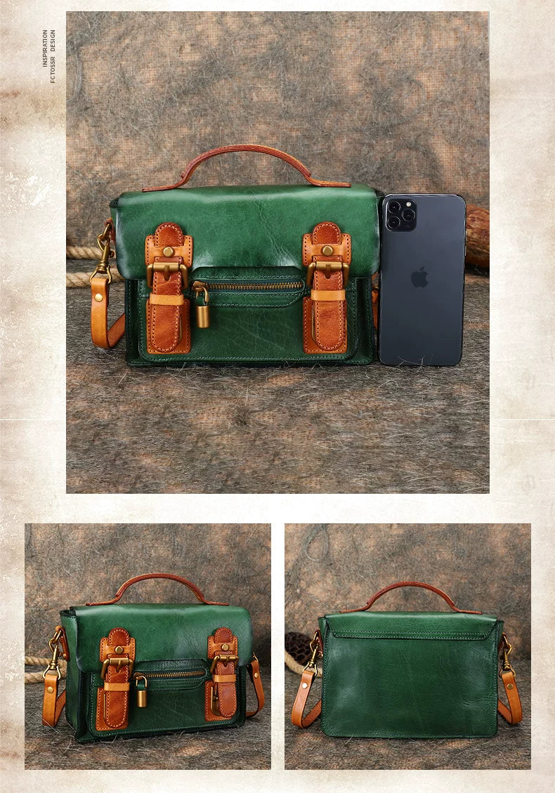 Ellasgraceapparel Two-Tone Handcrafted Leather Messenger Bag