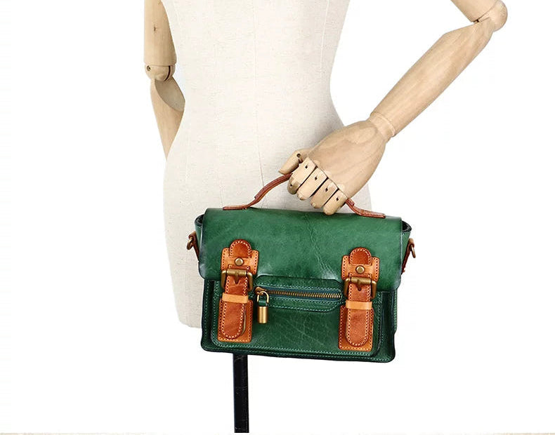 Ellasgraceapparel Two-Tone Handcrafted Leather Messenger Bag