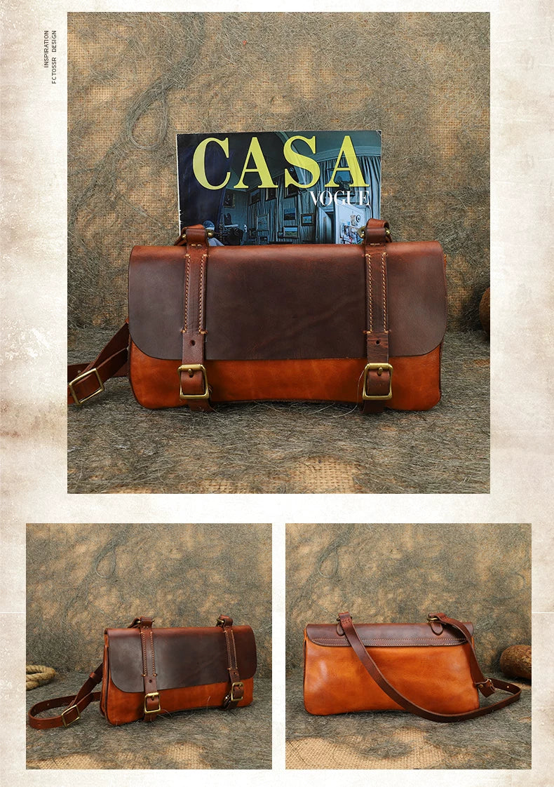 Ellasgraceapparel Large-Capacity Cowhide Shoulder Bag