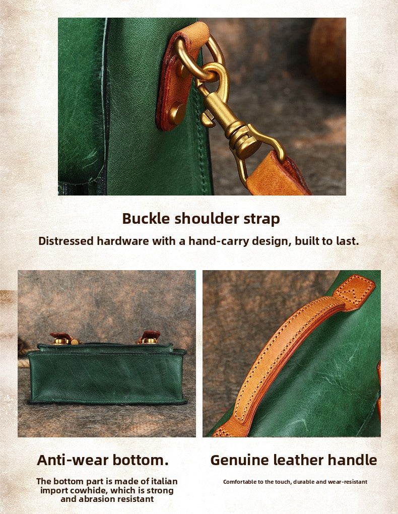 Ellasgraceapparel Two-Tone Handcrafted Leather Messenger Bag