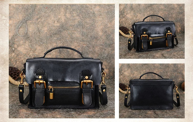 Ellasgraceapparel Two-Tone Handcrafted Leather Messenger Bag