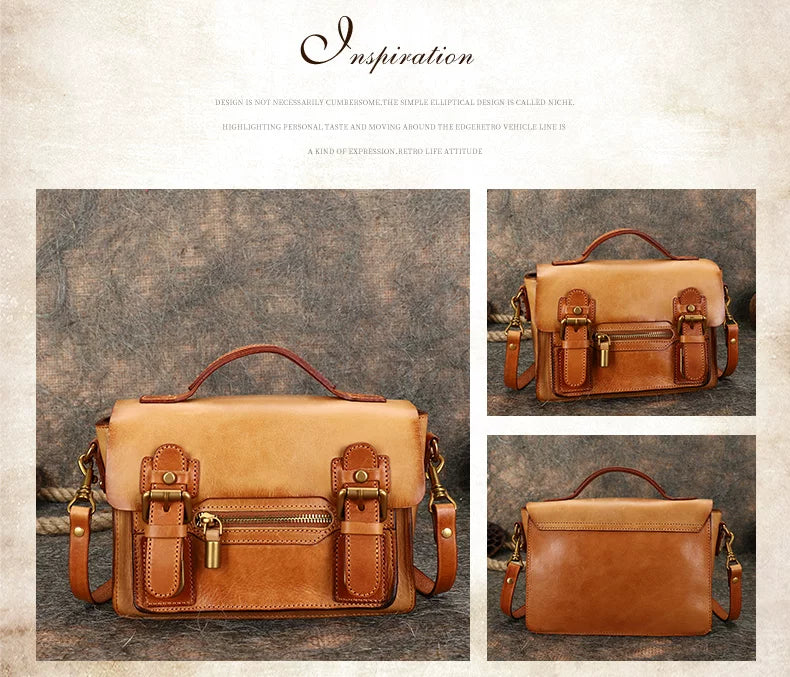 Ellasgraceapparel Two-Tone Handcrafted Leather Messenger Bag