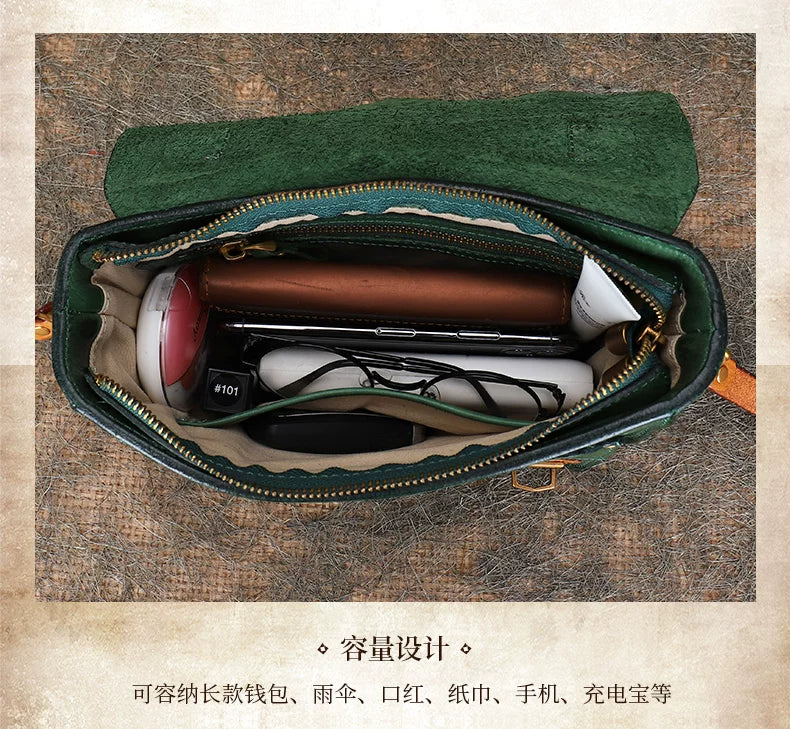 Ellasgraceapparel Two-Tone Handcrafted Leather Messenger Bag