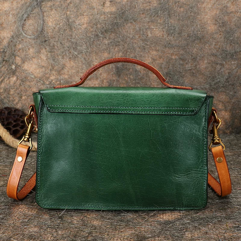 Ellasgraceapparel Two-Tone Handcrafted Leather Messenger Bag