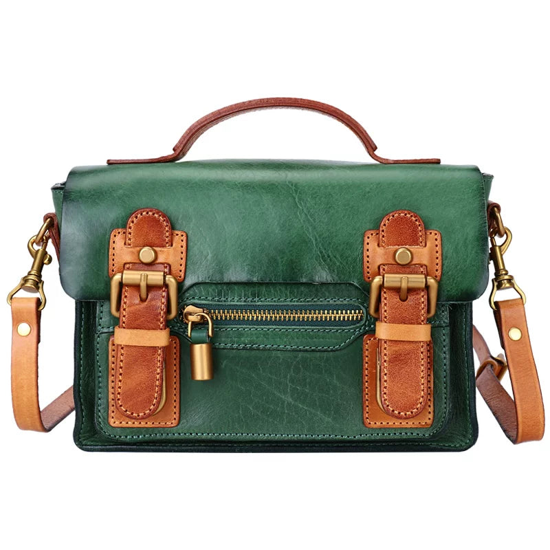 Ellasgraceapparel Two-Tone Handcrafted Leather Messenger Bag