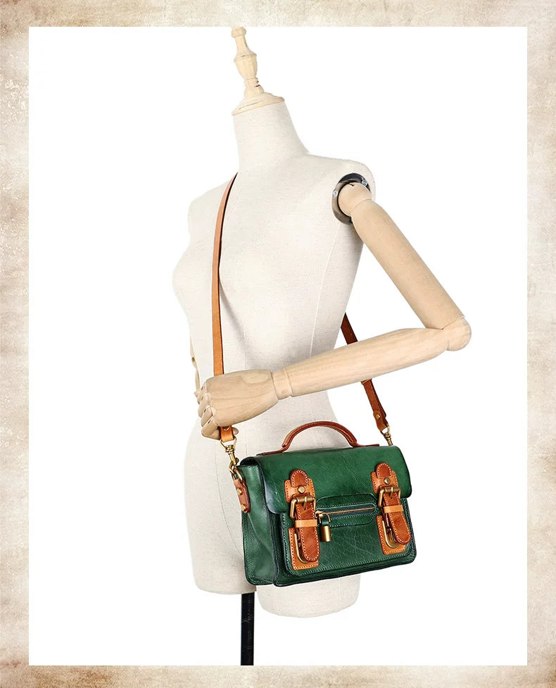 Ellasgraceapparel Two-Tone Handcrafted Leather Messenger Bag