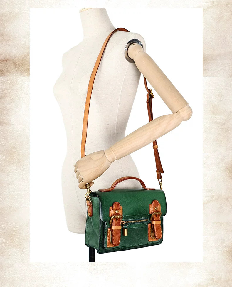 Ellasgraceapparel Two-Tone Handcrafted Leather Messenger Bag